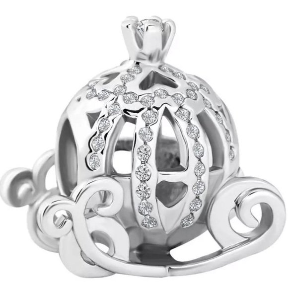925 Silver Cinderella Pumpkin Carriage Charm - Picture 2 of 2
